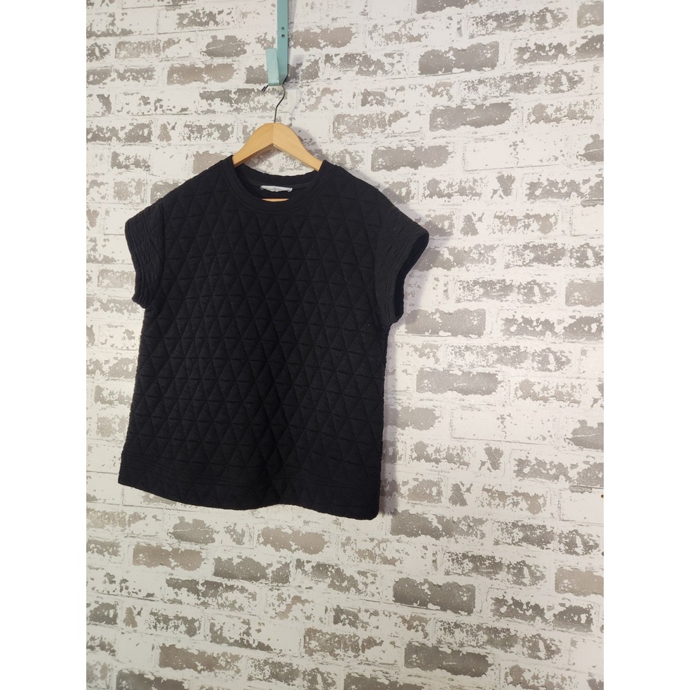 See and Be Seen Quilted Short Sleeve Sweater Size Small Lounge Cozy Casual - Picture 5 of 16